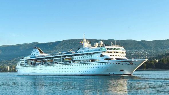 Villa Vie Odyssey is docked in Sihanoukville, Cambodia, as its operator coordinates disembarkation and temporary accommodation for residents.