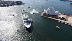 P&O's Pacific Explorer sails past the Sydney Opera House as she heralds the return of cruising.
