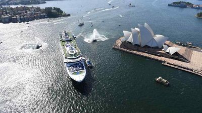 P&O's Pacific Explorer sails past the Sydney Opera House as she heralds the return of cruising.