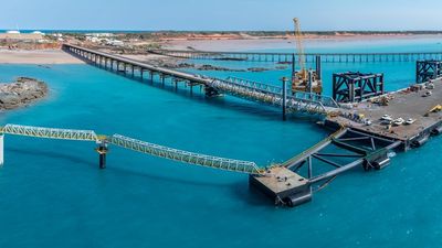 The new floating wharf at the Port of Broome will allow ships to berth at any time, regardless of tidal activity.