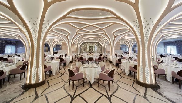 Compass Rose, the signature restaurant and the main dining hall of Seven Seas Grandeur, Regent’s newest ship.