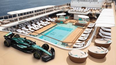 Aston Martin Aramco shows off its Formula One racer with Regent Seven Seas.