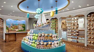The Duffy and Friends Shop offers cruise-exclusive plush toys, apparel, and souvenirs.