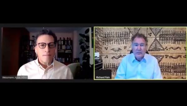 In a pre-recorded interview, Royal Caribbean's Richard Fain (right) told Travel Weekly's Arnie Weissmann that cruise lines have gone to "extraordinary lengths" to ensure safe sailings.