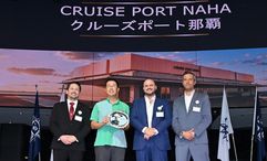 From left: Preston Carnahan, Royal Caribbean Group’s vice president of destination development; Genta Koja, governor of Okinawa Prefecture and president of Naha Port Authority; Oliviero Morelli, president for Japan, Korea and South-east Asia at MSC Group’s Cruise Division; and Javier Rodriguez Sanchez, CTL Maritime’s vice president of business development, ports and destinations, at the groundbreaking ceremony for Naha Port’s new cruise terminal.