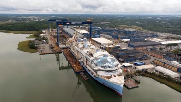 Royal Caribbean's Legend of the Seas was floated out in September at Meyer Turku shipyard in Finland. Royal Caribbean's Legend of the Seas was floated out in September at Meyer Turku shipyard in Finland.