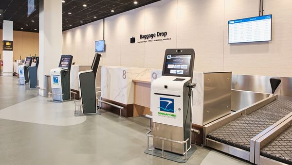 New self-service baggage drop stations among the series of passenger processing efficiency upgrades. New self-service baggage drop stations among the series of passenger processing efficiency upgrades.