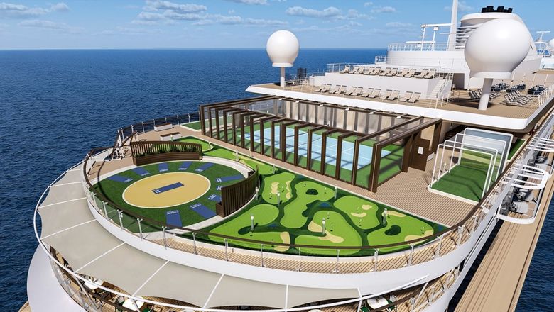 Regent’s new sports deck includes a competition-sized padel and pickleball court, and an 18-hole putting green.