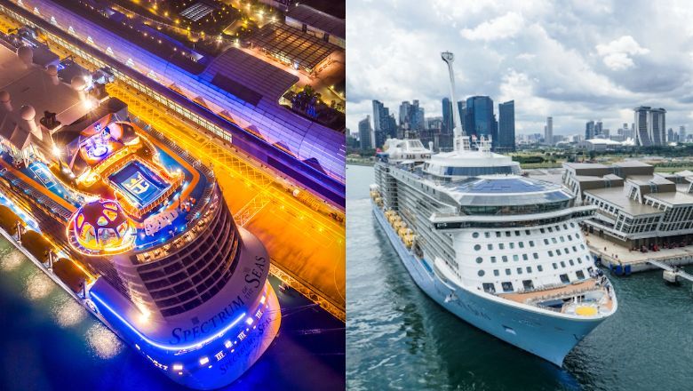 The Quantum of the Seas (right) extends its Singapore season through February 2022, while Spectrum of the Seas will set sail from Hong Kong in October 2021.