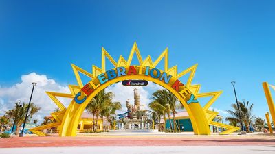 Carnival’s 26-hectare Celebration Key features five themed zones, freshwater lagoons, waterslides, swim-up bars, overwater villas and a private beach club.