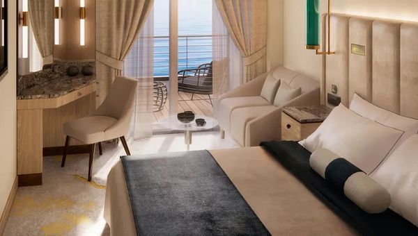 Double Guest Room Veranda accommodations on the Crystal Symphony. Double Guest Room Veranda accommodations on the Crystal Symphony.