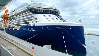 Celebrity Edge docked at Marina Bay Cruise Centre, Singapore.