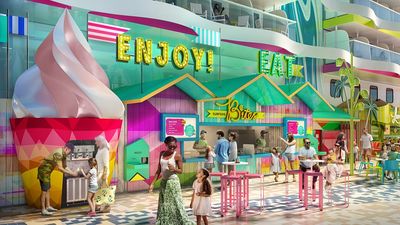 Surfside Bites on Icon of the Seas serves as the ultimate pit stop in the family-friendly Surfside neighborhood, offering a walk-up window with delectable snacks.