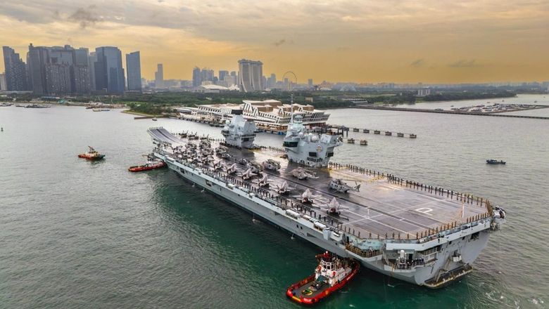 HMS Prince of Wales arrived in Singapore on 23 June, docking at the Marina Bay Cruise Centre Singapore for 7 days.