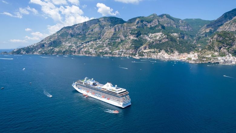 Oceania’s Riviera sails off the coast of Amalfi in Italy.