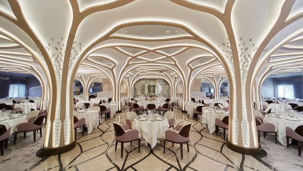 The Compass Rose onboard Seven Seas Grandeur is designed to look like an enchanted forest.