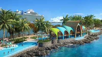 Travellers can access the Royal Beach Club Paradise Island via Royal Caribbean itineraries, departing from cities like Miami and Galveston, on ships such as Utopia of the Seas.
