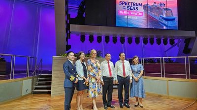 Officials exchanged gifts in a welcome ceremony onboard Spectrum of the Seas, after which they were given an exclusive tour of the ship.