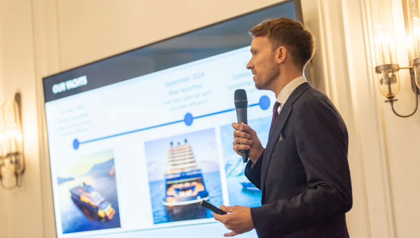 Ritz-Carlton Yacht Collection’s Sebastian Seward sharing about Luminara in Bangkok.