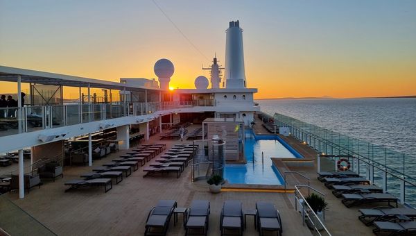 Silver Nova's asymmetrical design offers both aesthetic intrigue and functional benefits, optimising space and maximising ocean views for passengers. Silver Nova's asymmetrical design offers both aesthetic intrigue and functional benefits, optimising space and maximising ocean views for passengers.