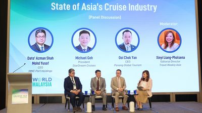 From left: Dato Azman Shah Mohd Yusuf, CEO, MMC Port Holdings; Michael Goh, president, StarDream Cruises; Ooi Chok Yan, CEO, Penang Global Tourism; Xinyi Liang-Pholsena, editorial directior, Northstar Travel Group