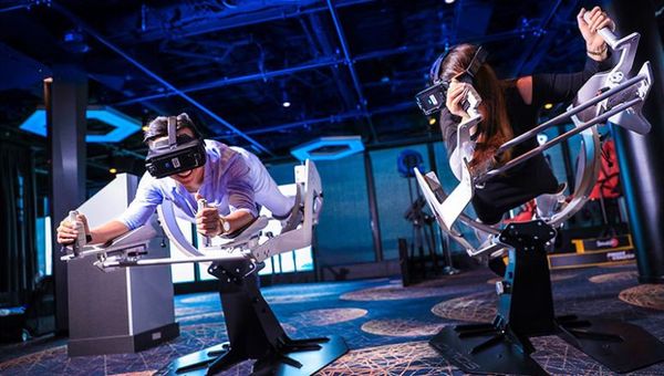 The Icaros flying simulators on board Dream Cruises create immersive adventures for guests. The Icaros flying simulators on board Dream Cruises create immersive adventures for guests.