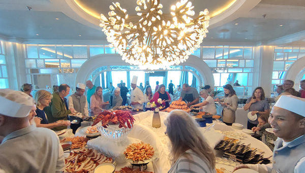 The Grand Dining Room’s luxurious seafood spread ranging from oysters to langoustines.