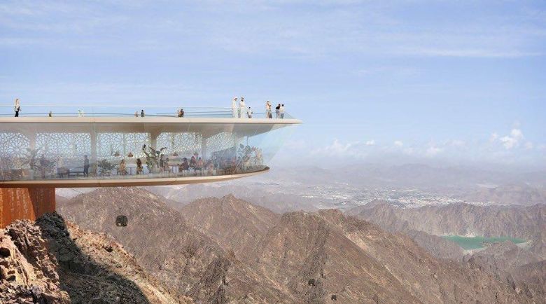 The Dubai mountain peak viewing deck, supported by new chairlifts, cable car station and hiking trails as well.
