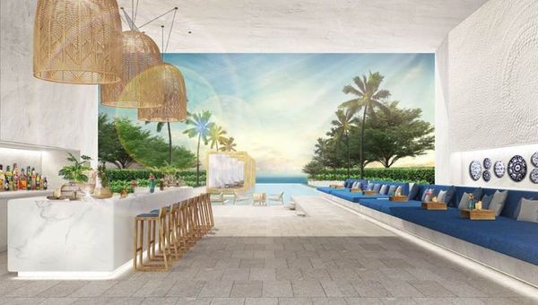 The Gaia Beach Club features an open-concept kitchen with a Mediterranean fusion menu.