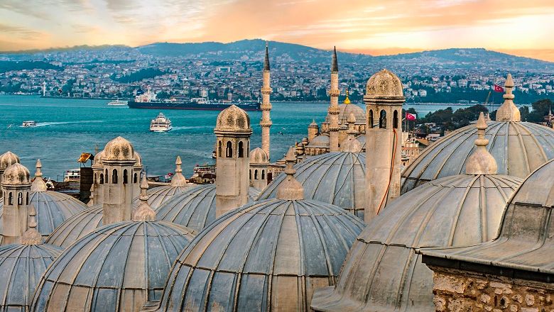 View from the Suleymaniye Mosque complex to the Golden Horn, Istanbul.