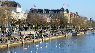 Travellers to Zurich can stroll around (and, weather permitting, even take a dip in) Lake Zurich.
