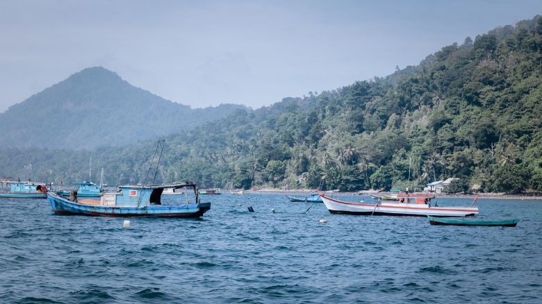 Fishing boats in Lemukutan Island, West Borneo, Indonesia.