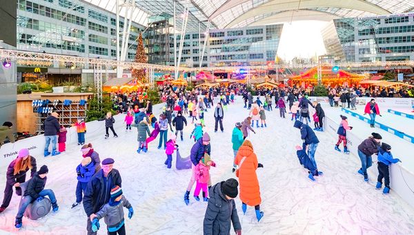 Munich Airport turns into a Christmas village with ice skating rink each winter.