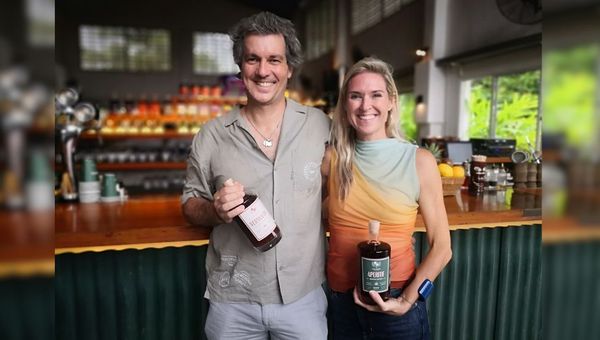 Husband-and-wife team Tania Unsworth and Marco Julia Eggert behind Seekers Spirit House.