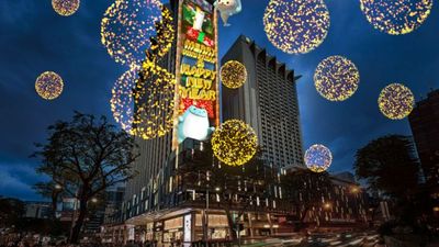 Augmented Reality fireworks, viewed through the PopAR app.