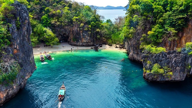 More fun in the sun as Thailand opens three popular beach resorts, in hopes to take the pressure off of Phuket, which remained open under its Sandbox programme. Pictured: Lao Lading island in Krabi.