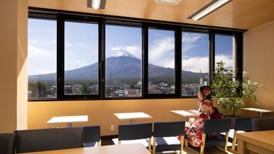 Tourist Base Kawaguchiko allows visitors to capture memorable photographs with Mount Fuji in the foreground.