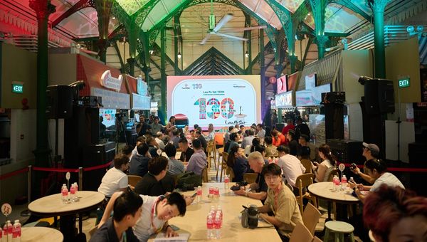 Large screens at Singapore’s hawker icon, Lau Pa Sat