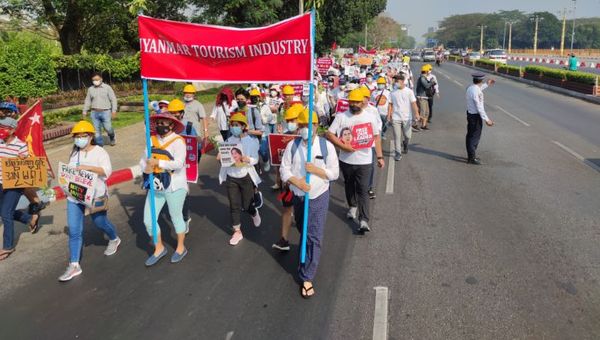 Tourism workers join Myanmar protests