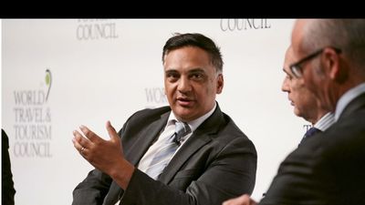Steffan Panoho, head of Auckland Tourism, speaking at the World Travel & Tourism Council Global Summit.