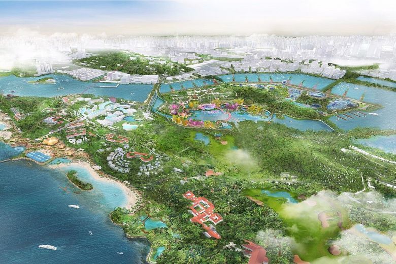An artist’s impression of developments on Sentosa and Pulau Brani.