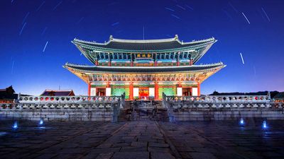 Gyeongbokgung Palace at night, Seoul, South Korea