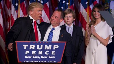 During his victory speech last week, President-elect Donald Trump with Republican National Committee chairman Reince Priebus.
