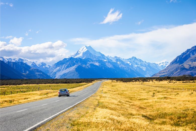 Bike-friendly Mt Cook national park on New Zealand’s South Island.