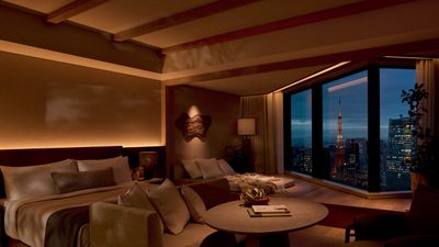 The hotel spans the 38th through 43rd floors of the mixed-use Tokyo World Gate Akasaka.