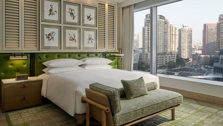 Premiere suite bedroom of Andaz Shanghai ITC.