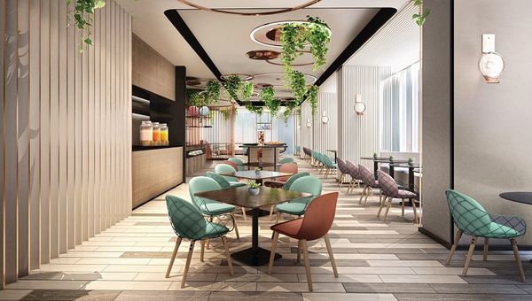 The Den is a social space that allows guests to relax or dine in its contemporary surroundings with a stunning view of the city. The Den is a social space that allows guests to relax or dine in its contemporary surroundings with a stunning view of the city.