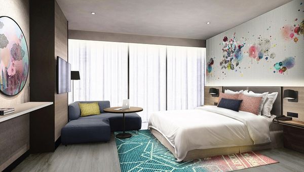 The interior design reflects Bukit Bintang’s heritage as a hotspot of entertainment, with wavy walls depicting cinema hall curtains and artworks featuring movie motifs. The interior design reflects Bukit Bintang’s heritage as a hotspot of entertainment, with wavy walls depicting cinema hall curtains and artworks featuring movie motifs.