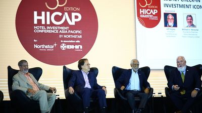 Past HICAP Lifetime Achievement Award recipients reflect on progress through 35 years and discuss what’s ahead – (from left) William E. Heinecke, founder & chairman, Minor International; Miguel Ko, chairman, CapitaLand Investment; and Anil Thadani, chairman, Symphony Asia Holdings; spoke at a panel moderated by Jeff Higley, president, BHN Group.