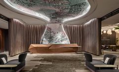 Illustrated streetscapes adorn the China Square hotel’s lobby, reflecting the heritage-led approach planned for its transformation into Hotel Stripes Singapore Chinatown.